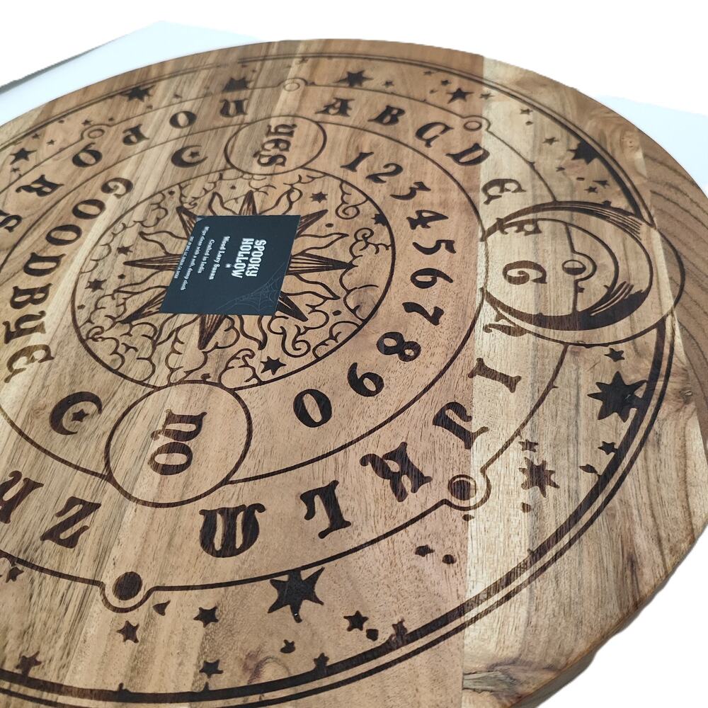 NWT Spooky Hollow 16" Solid Mango Wood Ouija Spirit Board Lazy Susan Heavy - Picture 3 of 6